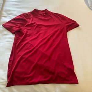 Red Short Sleeve Mock Neck Top Nike dri fit